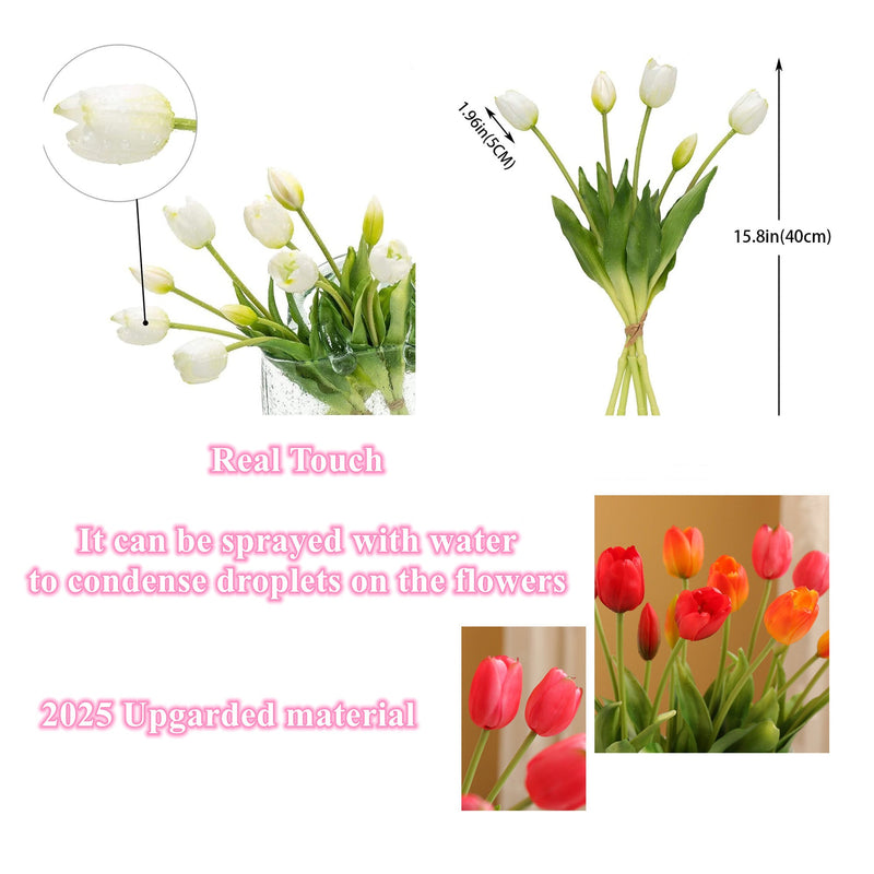 10 Pcs Artificial Tulip Bouquet 12 Inch Real Touch Latex Flowers Bulk Wholesale