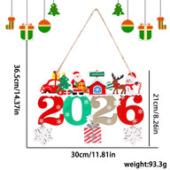 Christmas Wooden Hanging Sign, Cartoon Snowflake & Reindeer Ornament for Tree Decoration & Holiday Party