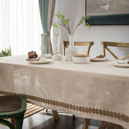Bulk Khaki Linens Rope Lace Rectangular Tablecloth for Living Room Coffee Table Decor Wholesale