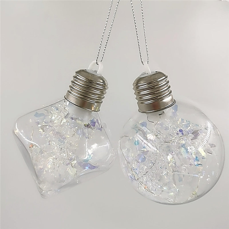 5 Pcs Light Up Clear Christmas Ball Ornaments Hanging Decorations
