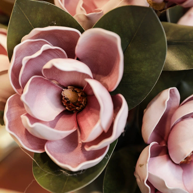 Bulk Magnolia Artificial Flowers Steel Wires Stems Crush UV Fade Proof for Wedding Bouquets Vase Centerpieces Home Decor Wholesale