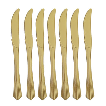 Bulk 50 Pcs Gold Disposable Dinnerware Set Paper Plates Paper Cups Paper Napkin Knife Fork Spoon Party Supplies Wholesale