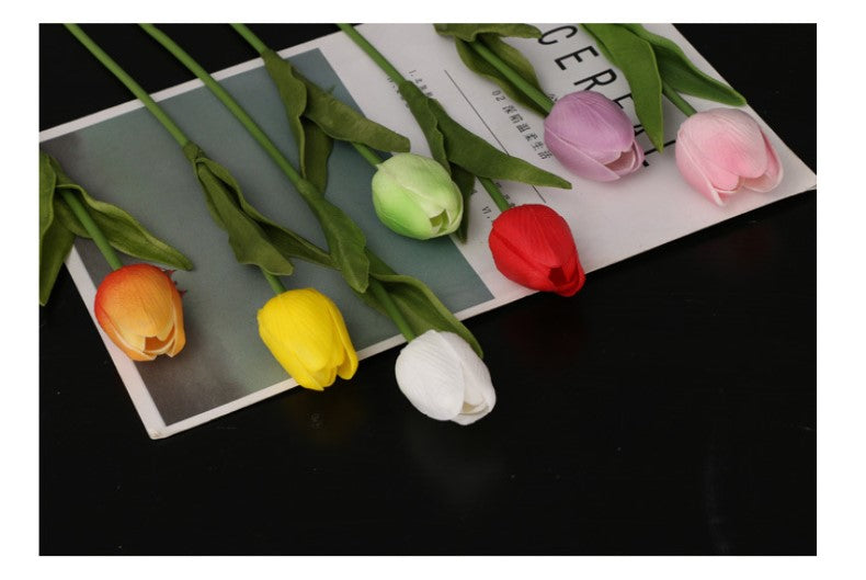 13 Inch Artificial Tulip Stems, 10 Pcs Real Touch Silk Tulips Bulk Wholesale