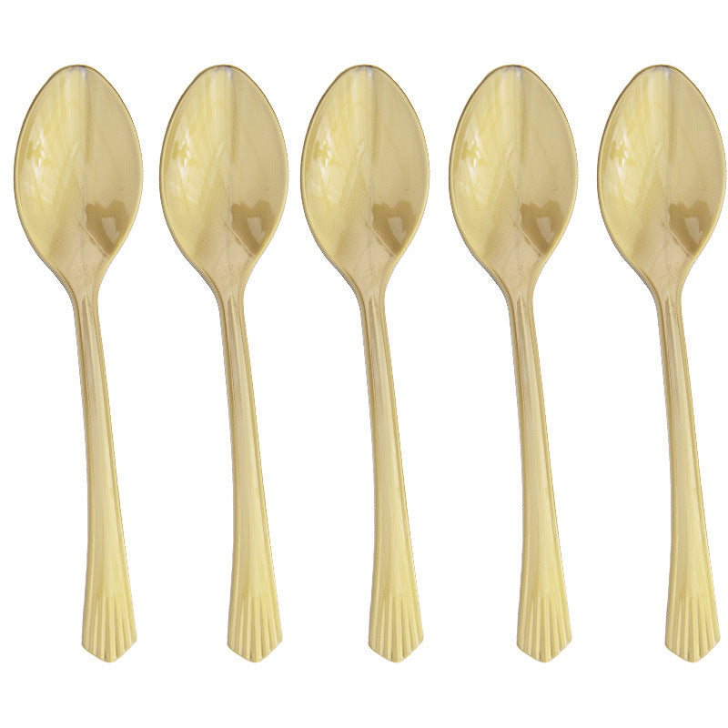 Bulk 50 Pcs Gold Disposable Dinnerware Set Paper Plates Paper Cups Paper Napkin Knife Fork Spoon Party Supplies Wholesale