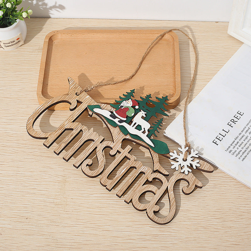 Christmas Hanging Ornaments Board with Santa Claus and Elk, Indoor Outdoor Holiday Door Hanger, Bulk Wholesale