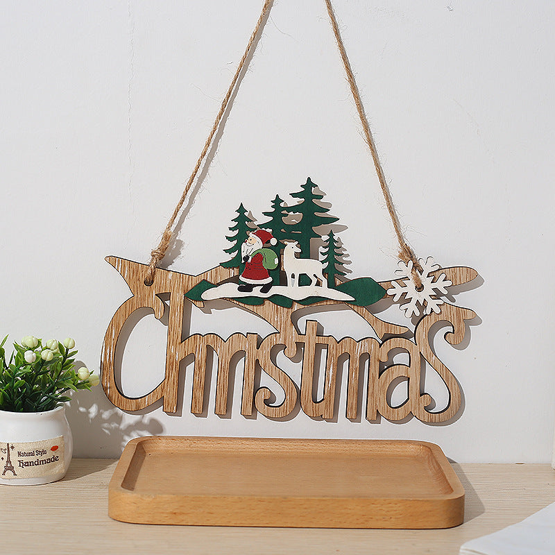 Christmas Hanging Ornaments Board with Santa Claus and Elk, Indoor Outdoor Holiday Door Hanger, Bulk Wholesale