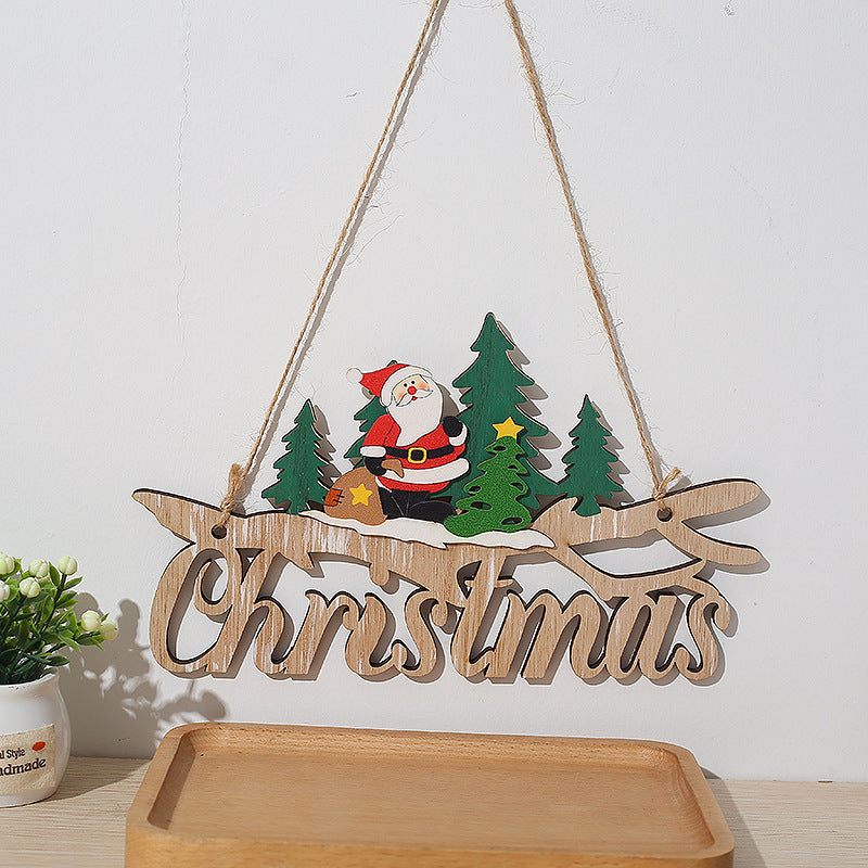 Christmas Hanging Ornaments Board with Santa Claus and Elk, Indoor Outdoor Holiday Door Hanger, Bulk Wholesale