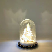 Bell Shaped Glass Ornament LED Xmas Tree with Base, Desk Decor, Bulk Wholesale Set