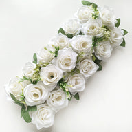 20" Faux Rose Flower Row, Long Artificial Floral Arrangement for Dining Table Decor, Centerpiece Accent