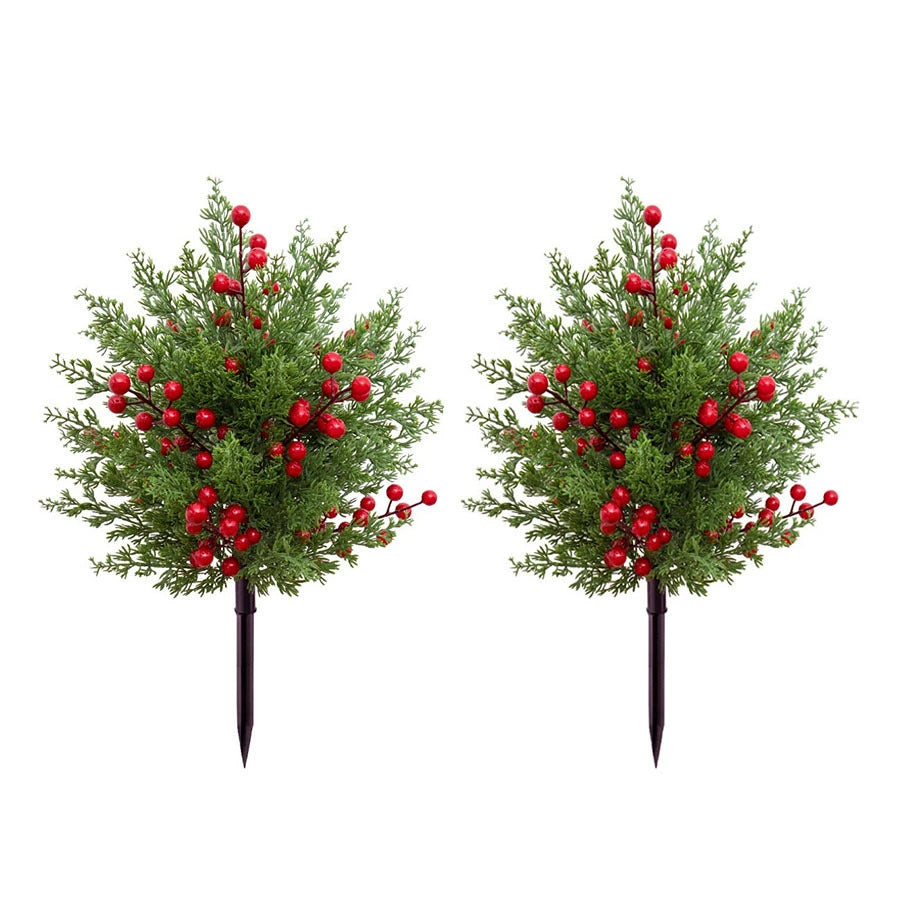 20 Inch Artificial Red Berry Pine Needle Tree, OutdoorIndoor Fake Greenery for Garden, Patio, Christmas Decor