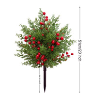 20 Inch Artificial Red Berry Pine Needle Tree, OutdoorIndoor Fake Greenery for Garden, Patio, Christmas Decor