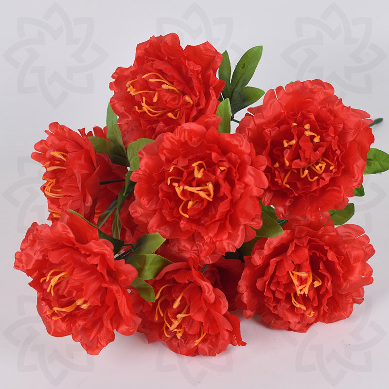 19 Inch Artificial Peony Bush - 1 Stem Silk Cemetery Flowers