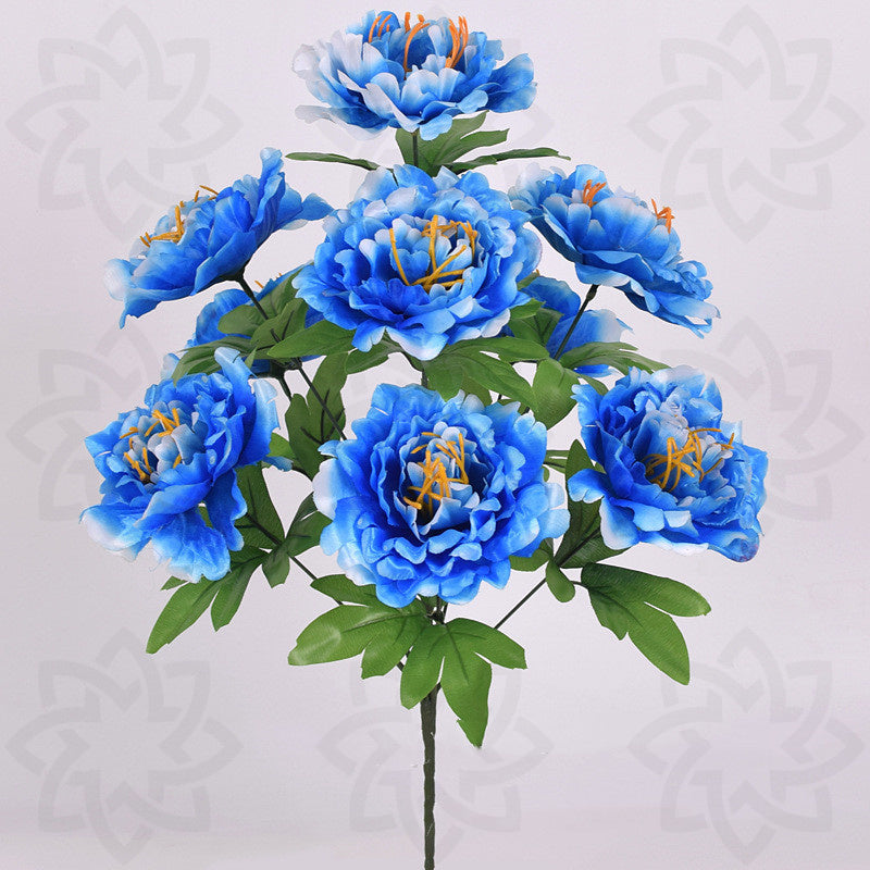 19 Inch Artificial Peony Bush - 1 Stem Silk Cemetery Flowers