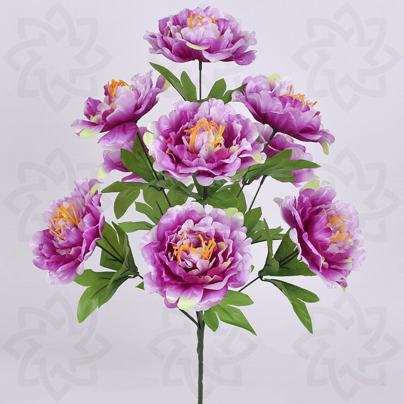 19 Inch Artificial Peony Bush - 1 Stem Silk Cemetery Flowers