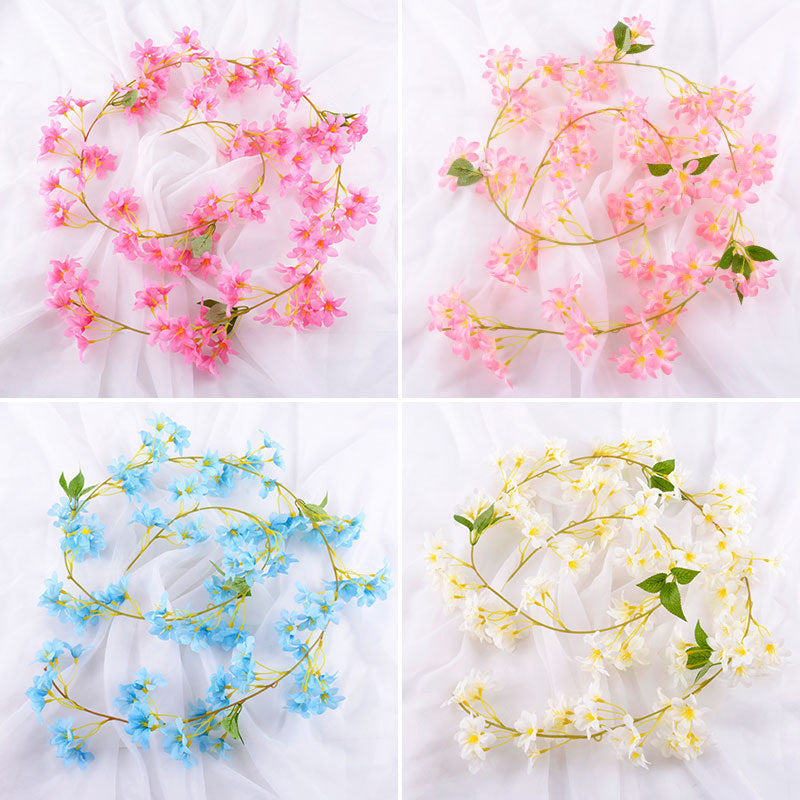 70 Inch Silk Jasmine Flower Vine Garland, 1 Pc Artificial Hanging Spring Decoration