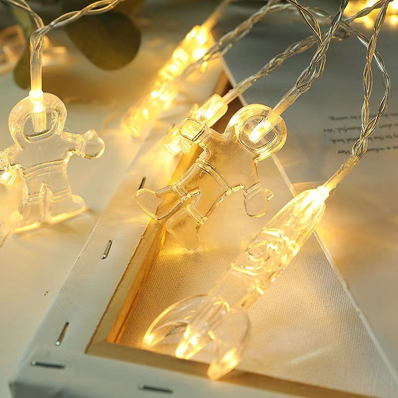 20 LED Astronaut Rocket String Lights 9.84 Ft Space-Themed Room Decor