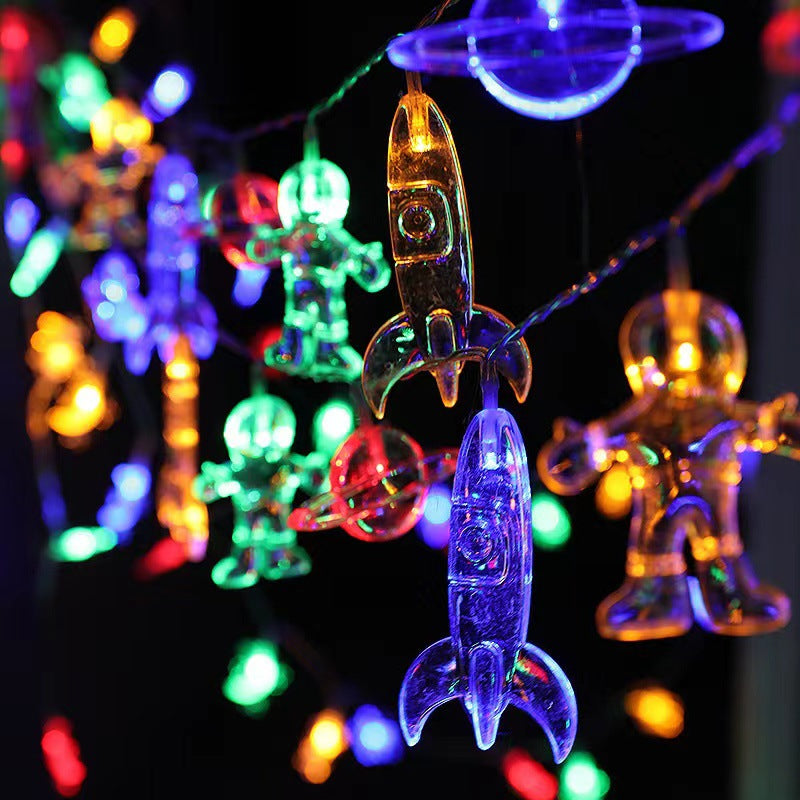 20 LED Astronaut Rocket String Lights 9.84 Ft Space-Themed Room Decor