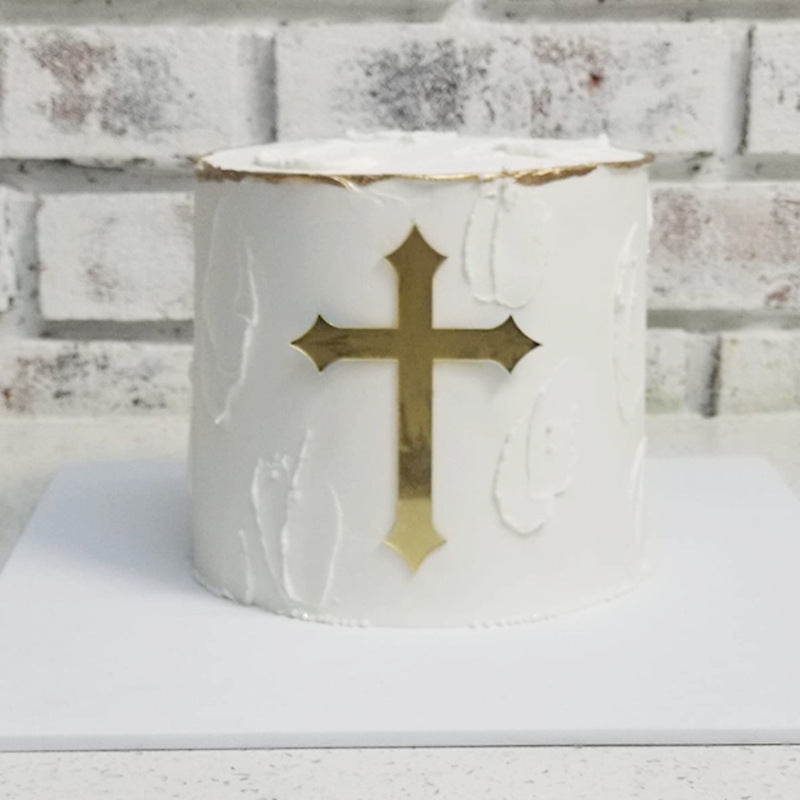 20PCS God Bless Gold Cross Cake Toppers - Mirror Acrylic Decor for Baptism, Christening, Communion Party