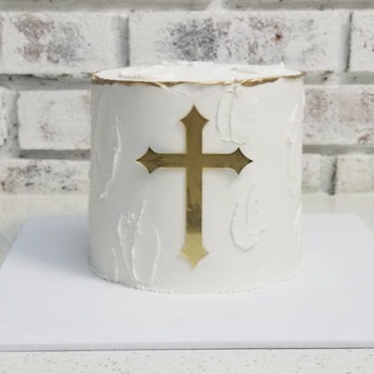 20PCS God Bless Gold Cross Cake Toppers - Mirror Acrylic Decor for Baptism, Christening, Communion Party