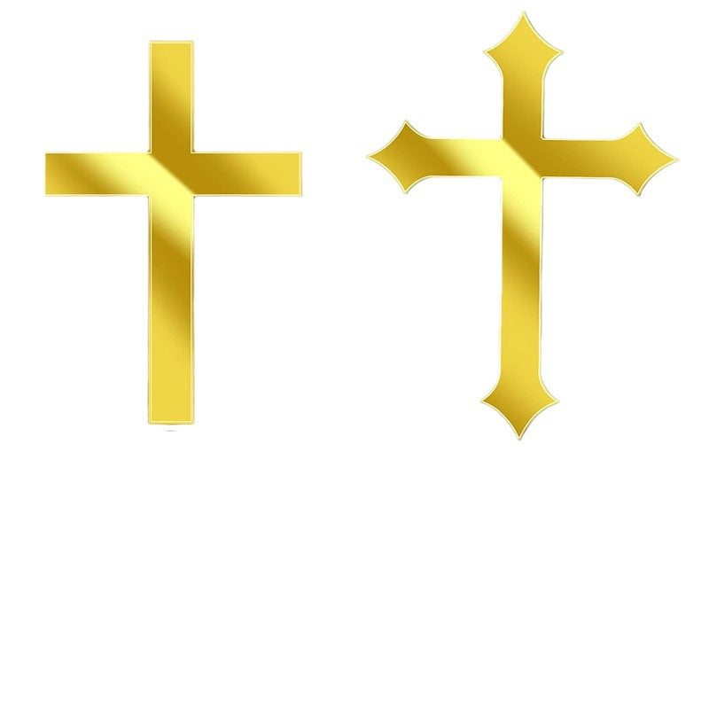 20PCS God Bless Gold Cross Cake Toppers - Mirror Acrylic Decor for Baptism, Christening, Communion Party