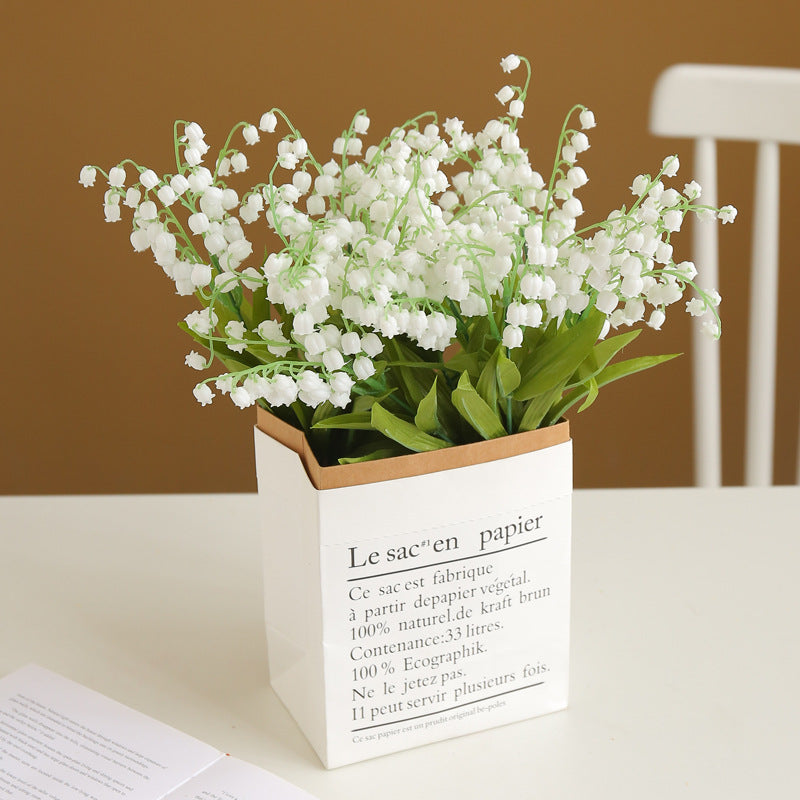 20 Pcs Artificial Lily of the Valley Flowers Bouquet, Silk, White, Bulk Floral Centerpiece