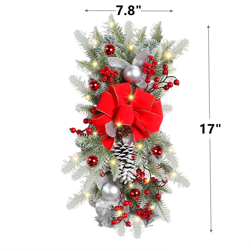 20 Pcs Artificial Poinsettia Flowers with Clips and LED Hanging Christmas Garland Set