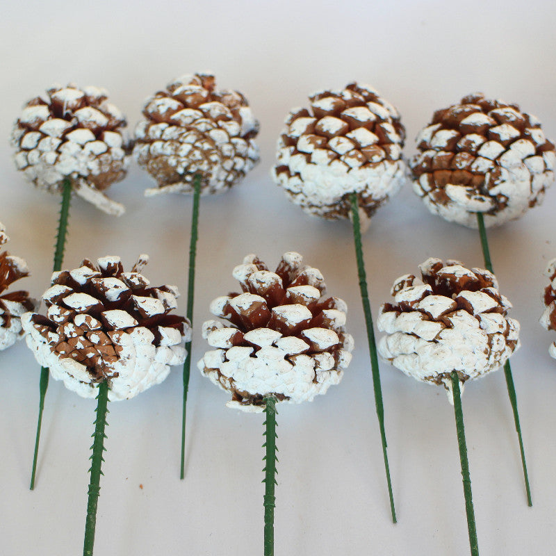 20 Pcs 2 Inch Artificial Snow-Tipped Pine Cone Picks for Christmas Decor Bulk