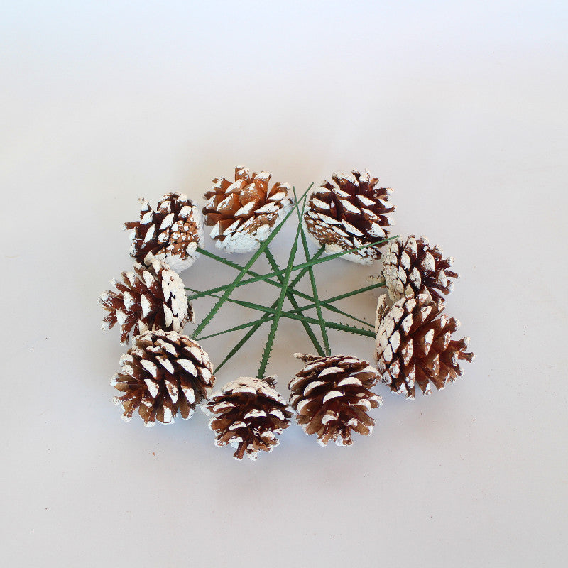 20 Pcs 2 Inch Artificial Snow-Tipped Pine Cone Picks for Christmas Decor Bulk