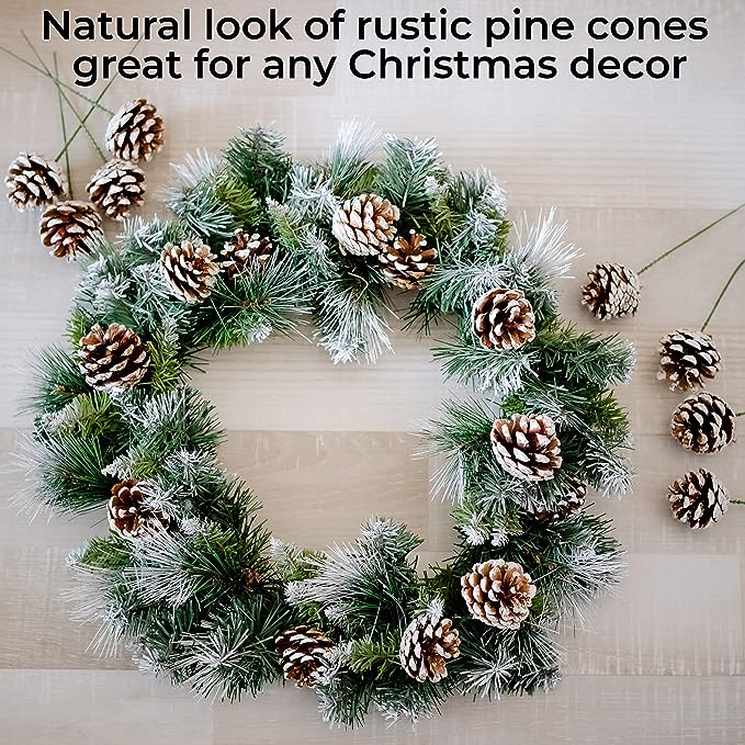 20 Pcs 2 Inch Artificial Snow-Tipped Pine Cone Picks for Christmas Decor Bulk