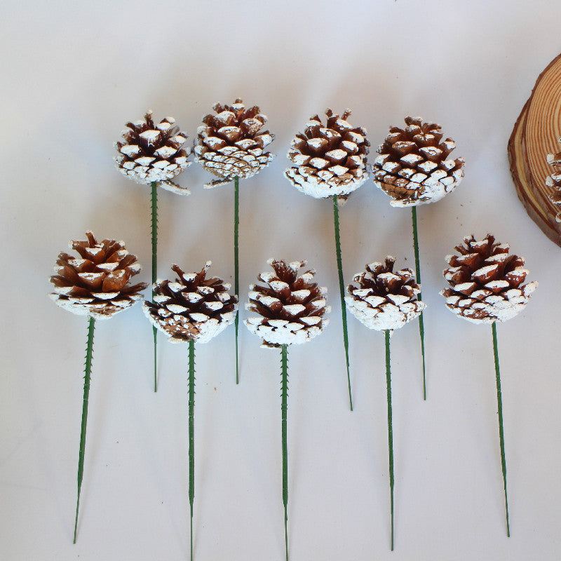20 Pcs 2 Inch Artificial Snow-Tipped Pine Cone Picks for Christmas Decor Bulk