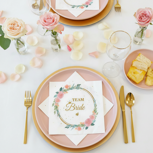 Bridal Shower Bride Floral Disposable Napkins - Wedding & Bachelorette Party Decor (20 Count)