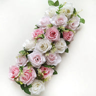 20" Faux Rose Flower Row, Long Artificial Floral Arrangement for Dining Table Decor, Centerpiece Accent