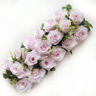 20" Faux Rose Flower Row, Long Artificial Floral Arrangement for Dining Table Decor, Centerpiece Accent