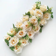 20" Faux Rose Flower Row, Long Artificial Floral Arrangement for Dining Table Decor, Centerpiece Accent