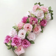 20" Faux Rose Flower Row, Long Artificial Floral Arrangement for Dining Table Decor, Centerpiece Accent