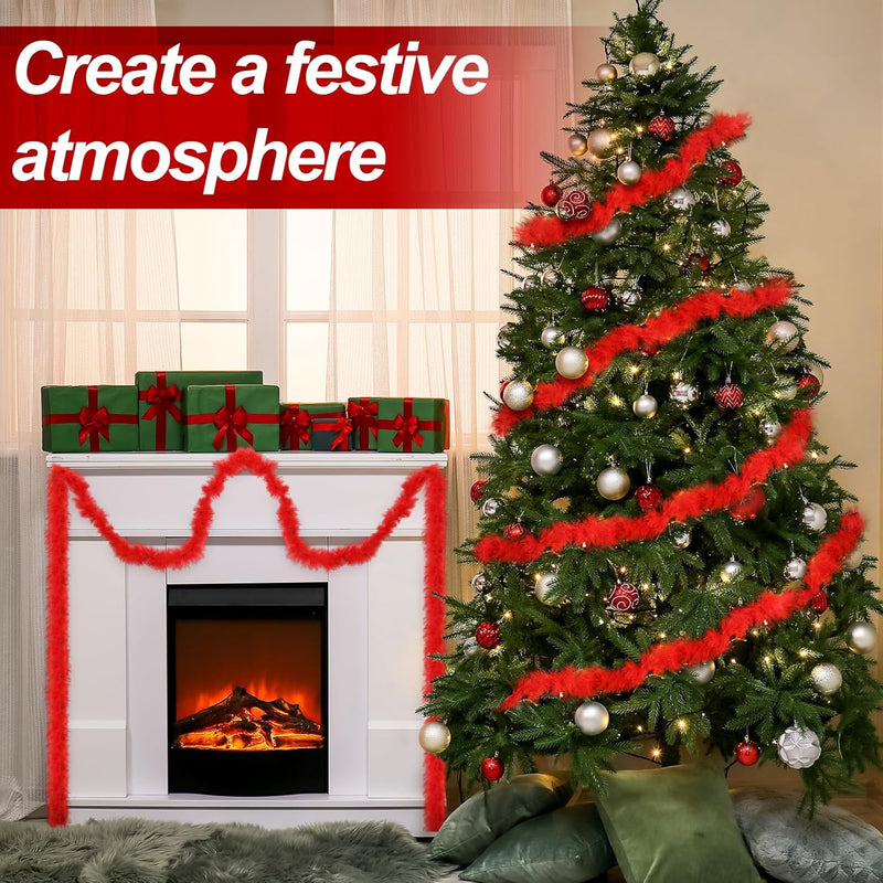 3 Pack 20 Ft Artificial Christmas Feather Garland for Tree Mantel Holiday Decor Bulk