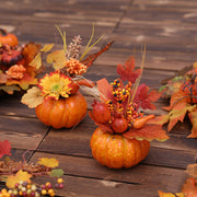 7.8 Inch Small Fall Pumpkin Arrangement with Artificial Flowers and Berries, Thanksgiving Decor, Bulk Quantity