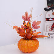 7.8 Inch Small Fall Pumpkin Arrangement with Artificial Flowers and Berries, Thanksgiving Decor, Bulk Quantity