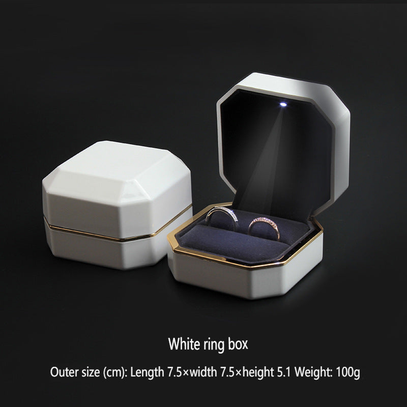 Bulk Ring Box With Light 2025 LED Illuminated Velvet Lined Jewelry Organizer for Bridal Shower & Proposal Accessories Wholesale