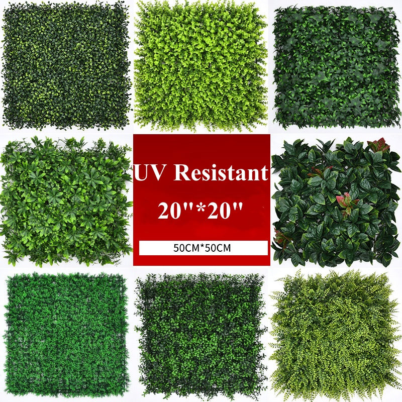12 Inch 12 Pcs Greenery Backdrop Wall Panels UV Stable Artificial Plant Decor for Indoor Outdoor Garden Fence
