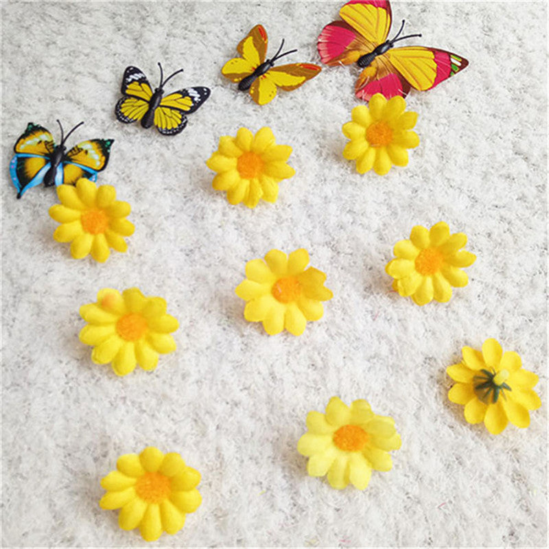 20 Pcs Artificial Silk Daisy Flower Heads for Wedding Party DIY Craft Bulk Pack