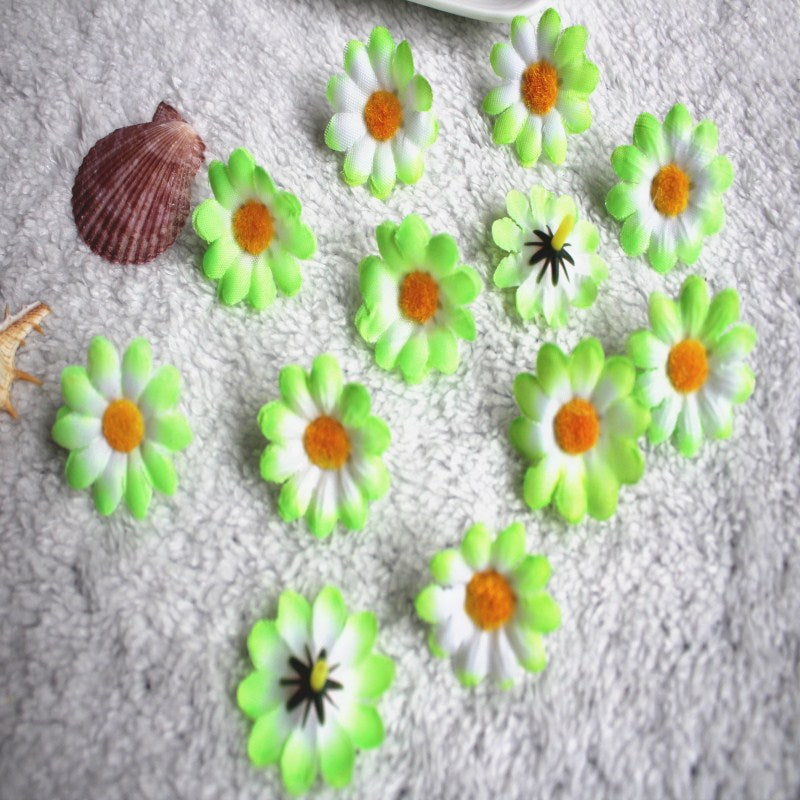 20 Pcs Artificial Silk Daisy Flower Heads for Wedding Party DIY Craft Bulk Pack