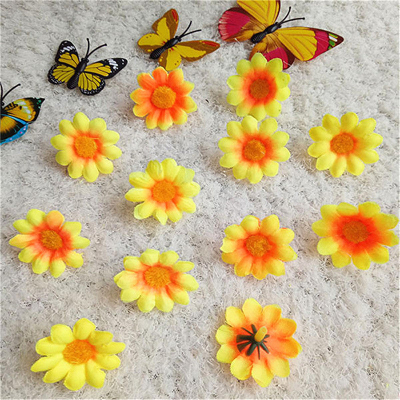 20 Pcs Artificial Silk Daisy Flower Heads for Wedding Party DIY Craft Bulk Pack