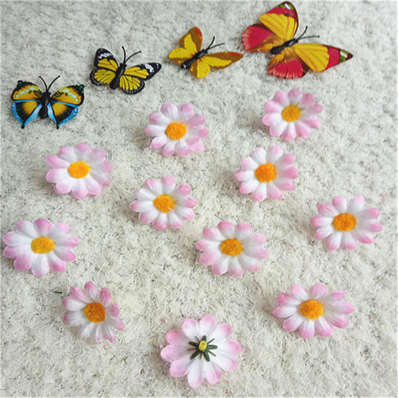 20 Pcs Artificial Silk Daisy Flower Heads for Wedding Party DIY Craft Bulk Pack