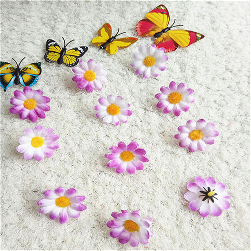 20 Pcs Artificial Silk Daisy Flower Heads for Wedding Party DIY Craft Bulk Pack
