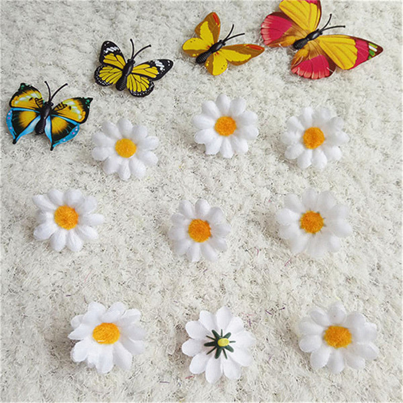20 Pcs Artificial Silk Daisy Flower Heads for Wedding Party DIY Craft Bulk Pack