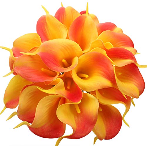 20 Pcs Artificial Calla Lily Bouquets Real Touch Silk Flowers for Centerpieces