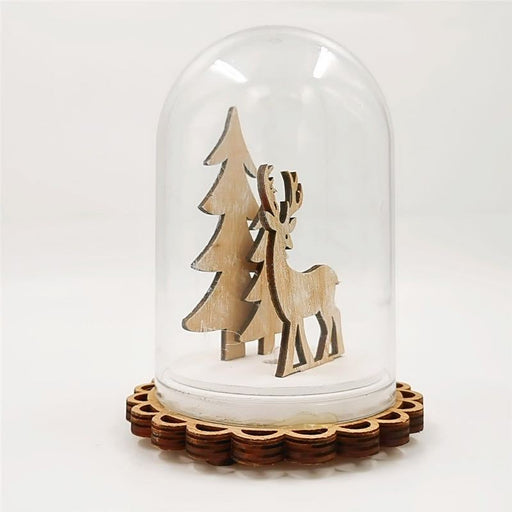 Bell Shaped Glass Ornament LED Xmas Tree with Base, Desk Decor, Bulk Wholesale Set