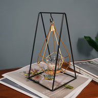 Bulk Irregular Candle Holder with Hanging Geometric Basket Tall Black Iron Stand Candlestick for Tabletop Centerpiece Wholesale