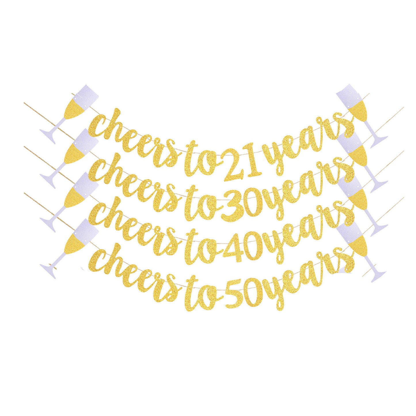 Bulk 2 Pcs Glitter Pull Flower Banner with Wine Glass for Ages 21-50 for Perfect Party Decor Wholesale